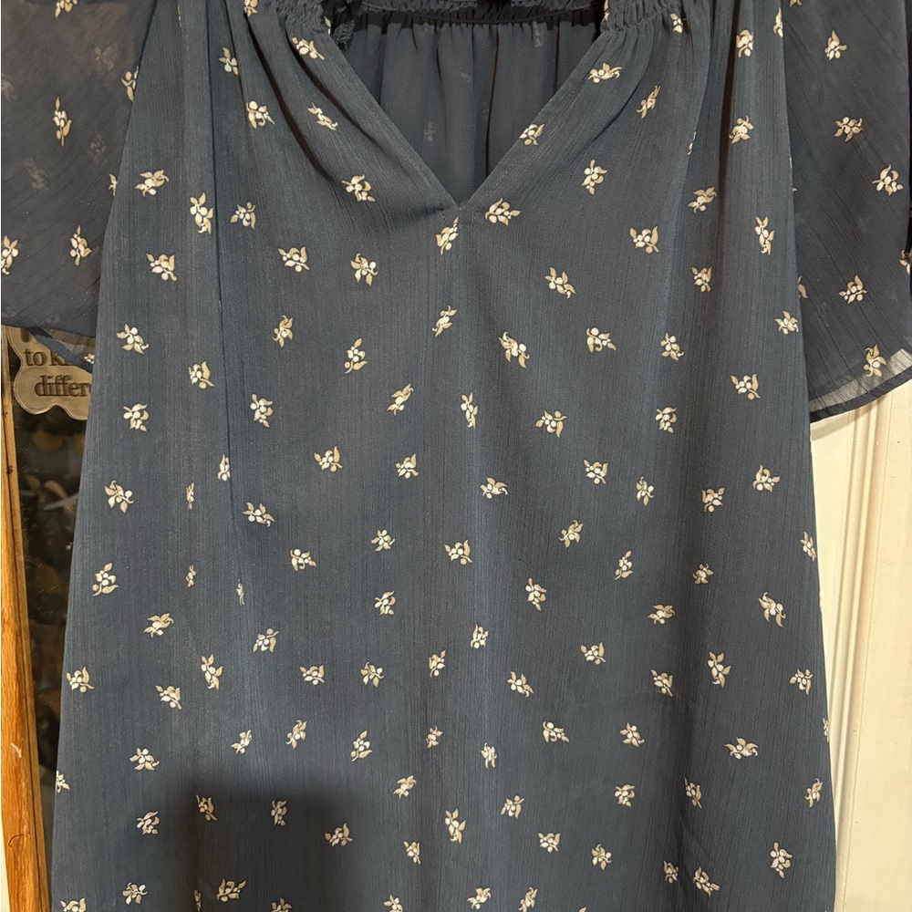 Ann Taylor Factory Blue Floral Blouse